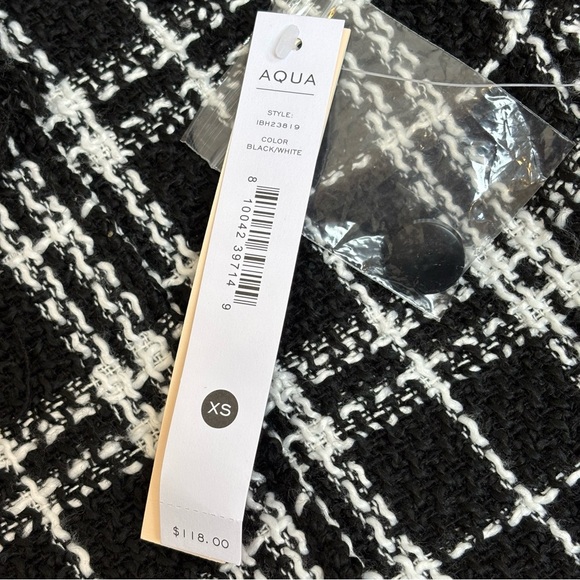 Aqua Plaid Shacket Shirt Jacket Tweed Black White XS ASO Selena Gomez NEW - Picture 14 of 15